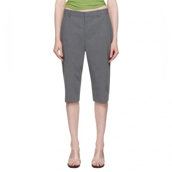 Sandy Liang Melvin Capri Length Trouser Pant in Grey NWT Wool Blend